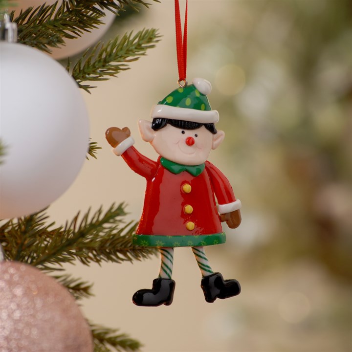 Red Claydough Elf Hanging Christmas Decoration
