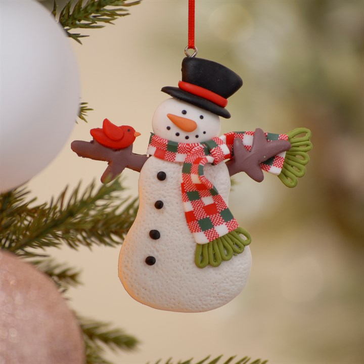 Snowman with Black Hat Claydough Hanging Decorations