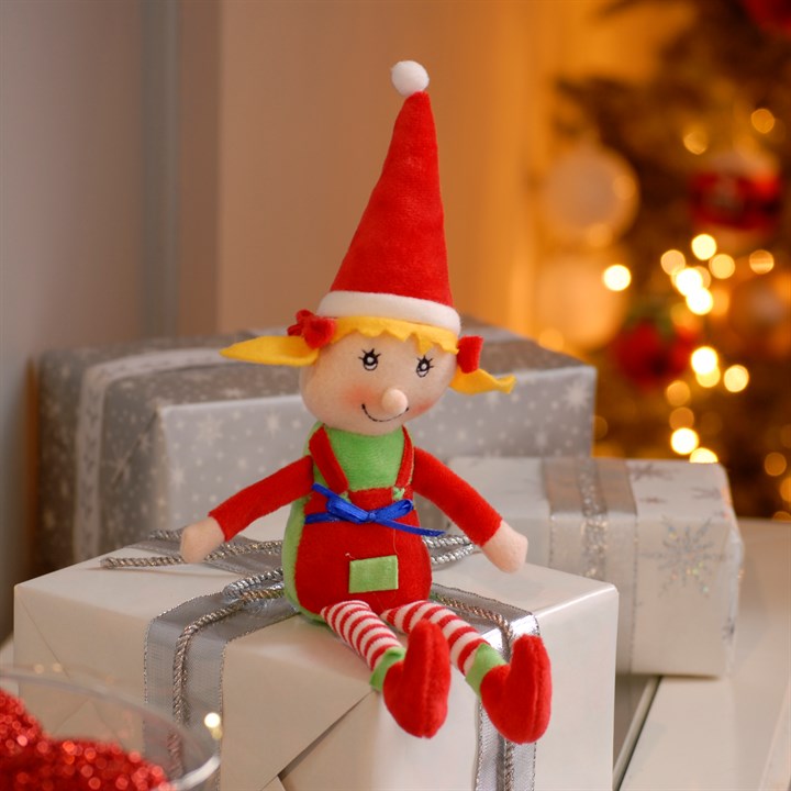 22cm Red Sitting Girl Elf Christmas Decoration