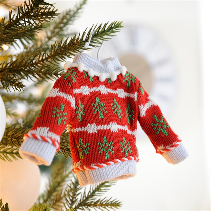 Red and Green Fairisle Knitted Jumper Christmas Decoration