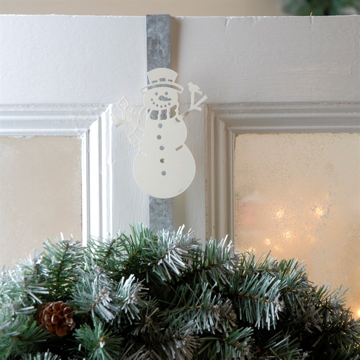 White Snowman Christmas Wreath Hanger