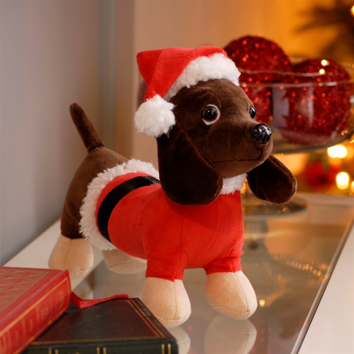Plush Christmas Santa Dachshund Toy