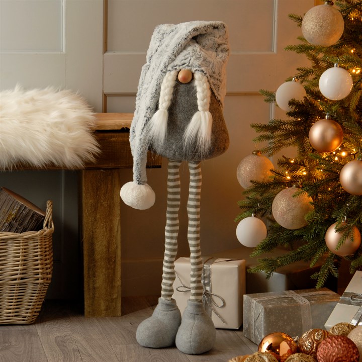 75cm Grey Standing Gonk with Plait & Extendable Legs