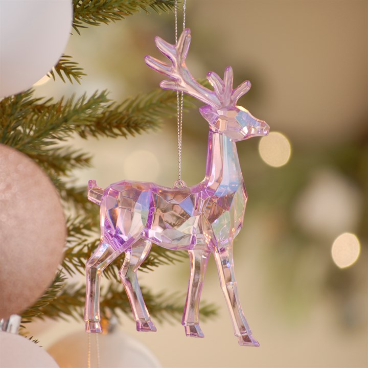 Lilac Iridescent Walking Reindeer Decoration