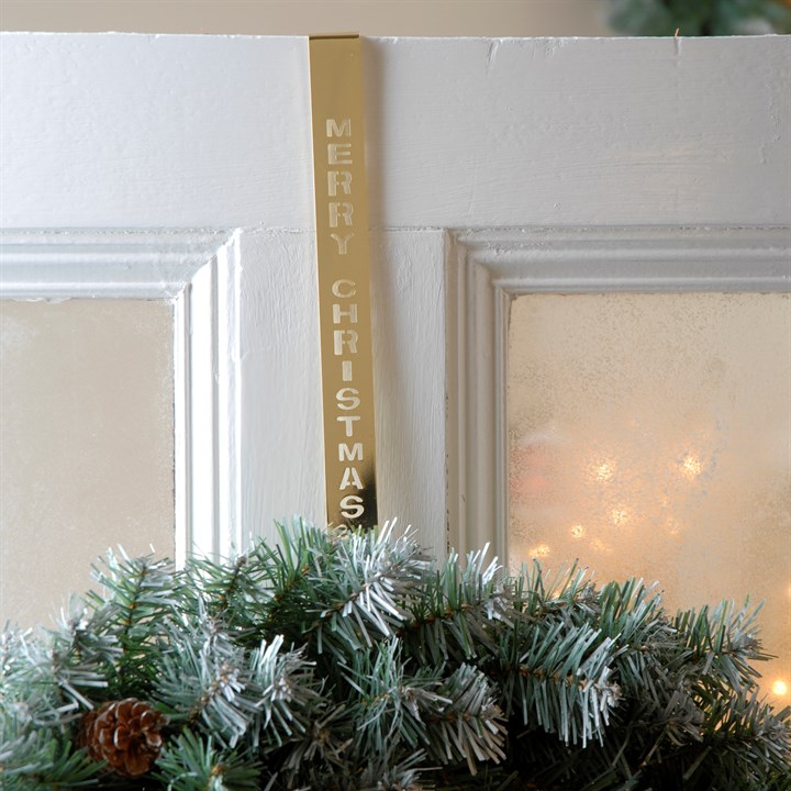 30cm Metallic Gold Merry Christmas Design Wreath Hanger