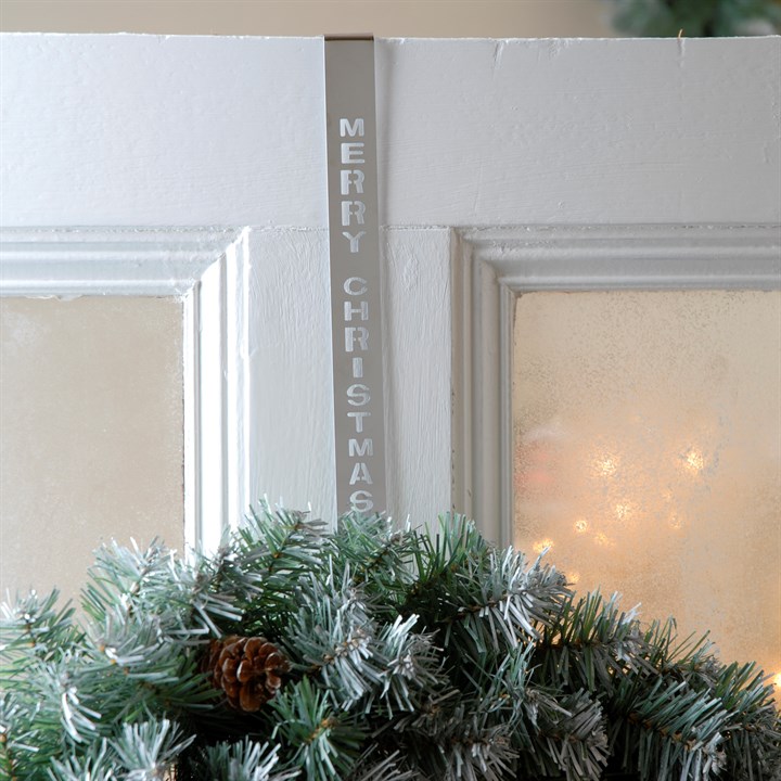 30cm Metallic Silver Merry Christmas Design Wreath Hanger
