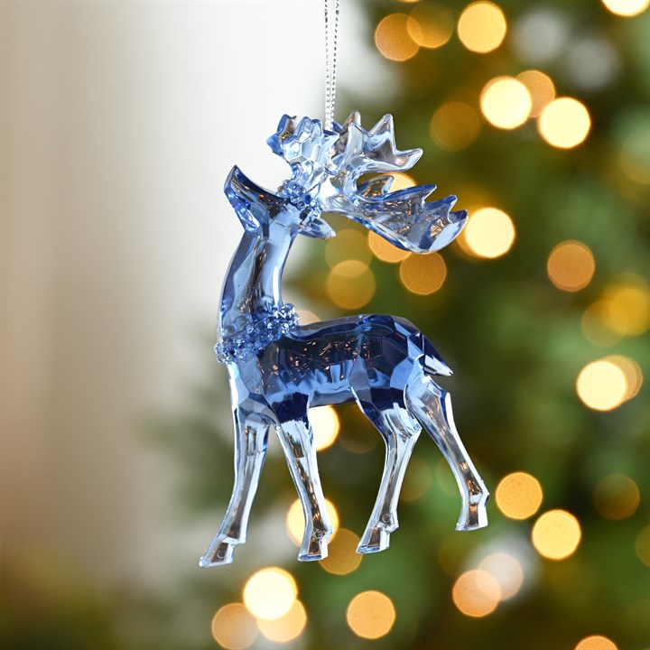 Iridescent Blue Reindeer Hanging Decoration