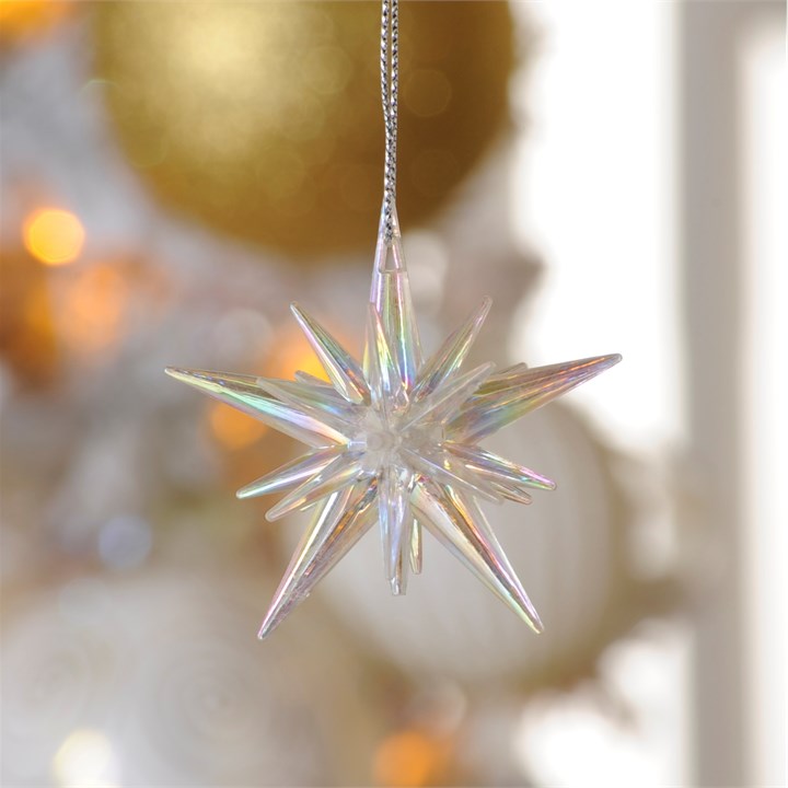 Clear Iridescent Mini Starburst Hanging Decoration
