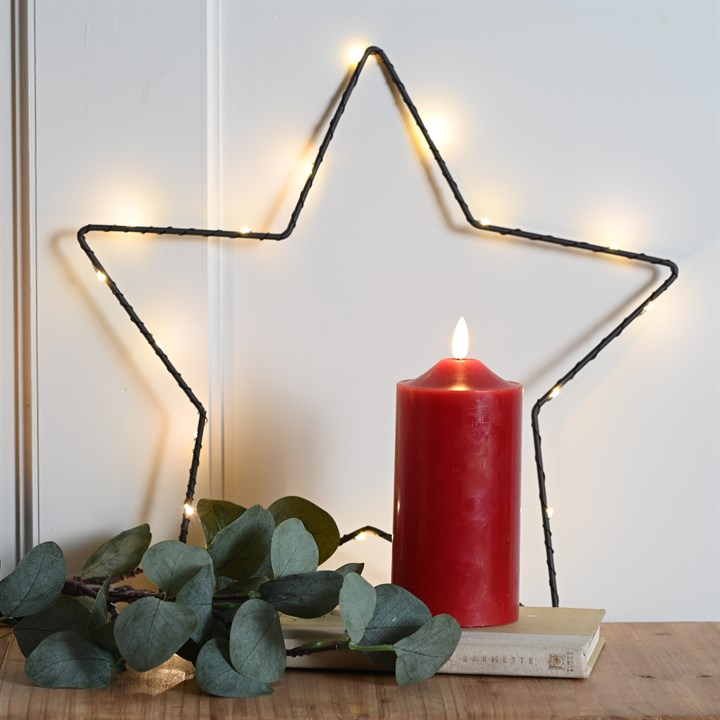 15cm Battery Operated Wax Firefly Candle - Red
