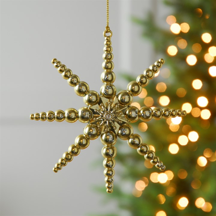 Gold Star Geometric Pattern Tree Decoration