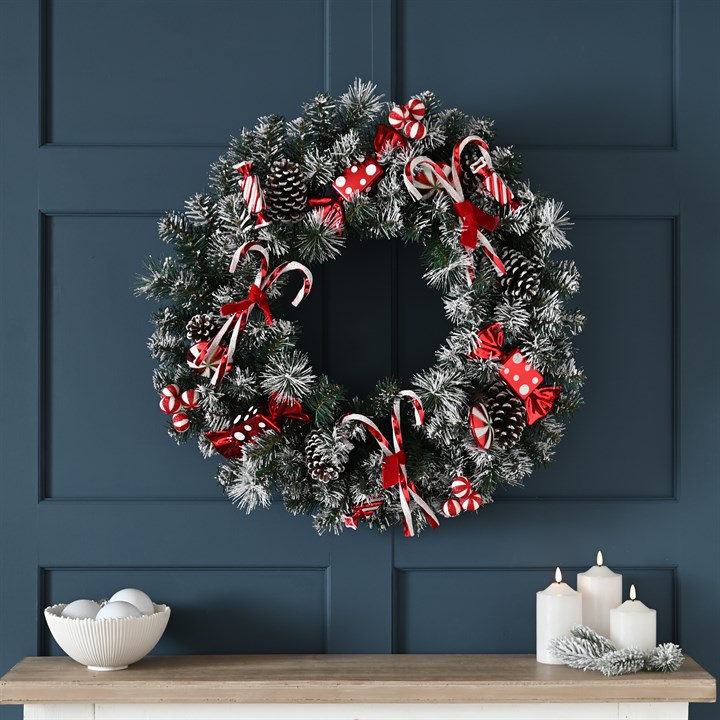 Red and White Candy Cane Wreath