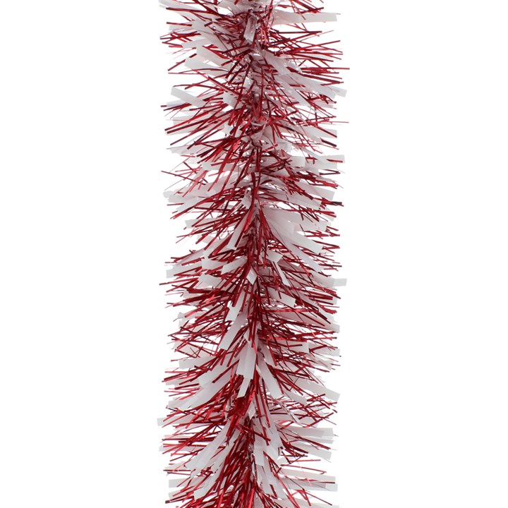 2m x 10cm Red and White Chunky Cut Tinsel