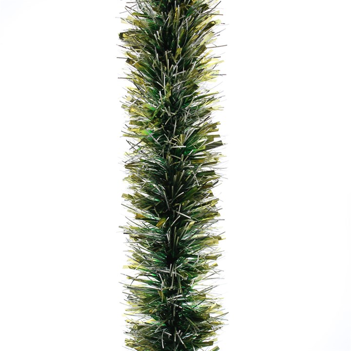 2m x 12.5cm Green and Gold Tinsel