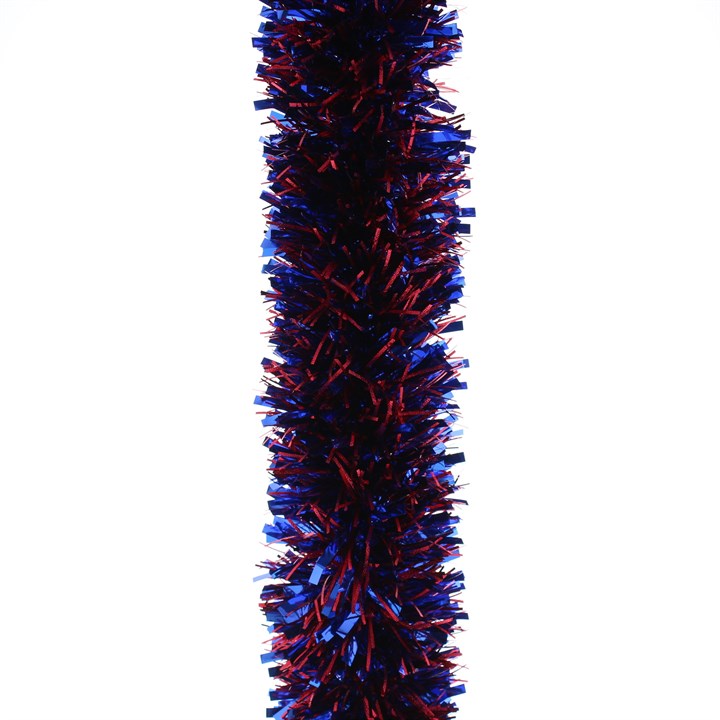 2m x 12.5cm Blue & Red Fine and Chunky Cut Tinsel
