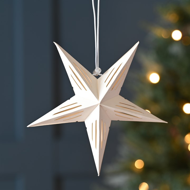 White Paper 5 Pointed Star Hanging Decoration