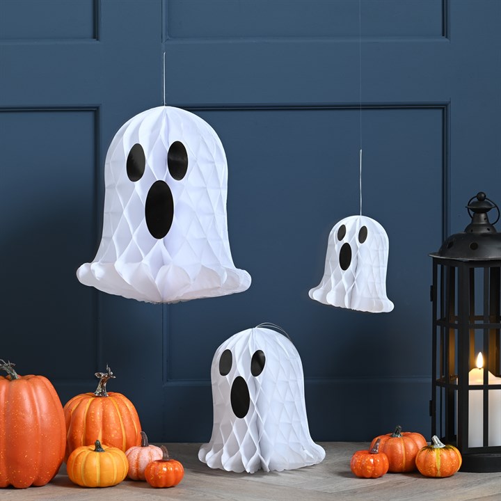 Pack of 3 Paper Halloween Ghosts