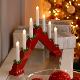 Christmas Decoration Wooden 35cm Battery LED 5 Light Candlebridge 