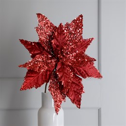 Admired by Nature GPB969-RED 24 Stems Faux Velvet Poinsettia Christmas Bush Red 