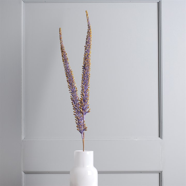 69cm Lilac and Gold Glitter Foxtail Spray Floral Decoration