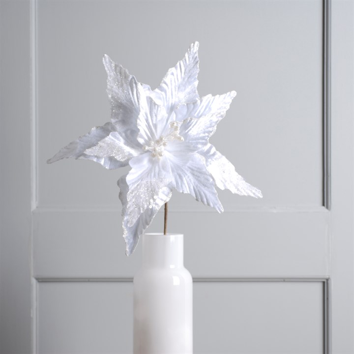 60cm White Poinsettia Faux Christmas Flower