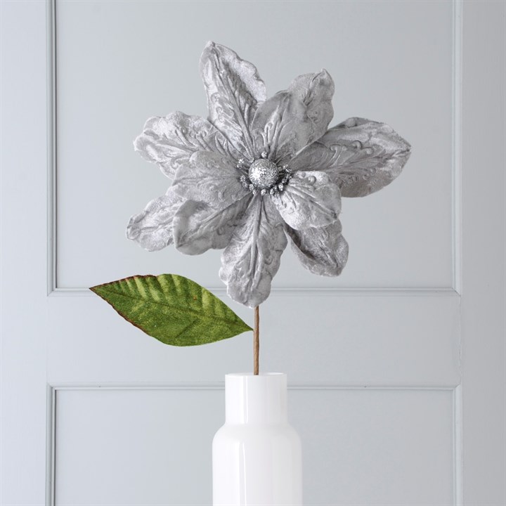 50cm Silver Velvet Magnolia Floristry Stem