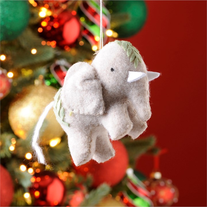 Grey Fabric Elephant Hanging Decoration