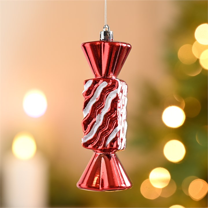 Pack of 5 Red and White Striped Candy Hanging Decorations