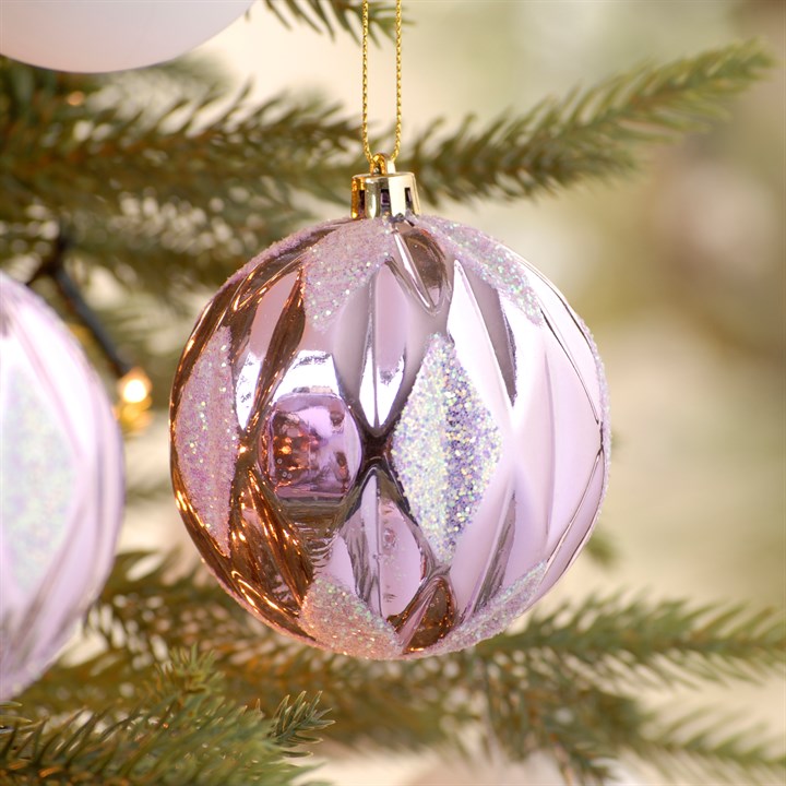 Lilac with Iris Glitter Geometric Christmas Tree Bauble