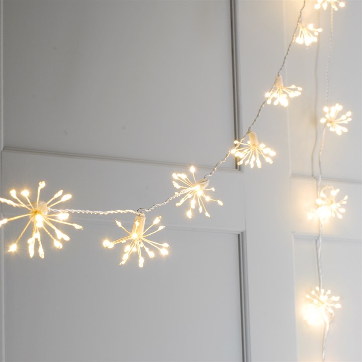 10 Twinkling Starburst Lights - Warm White, White, Multicolour