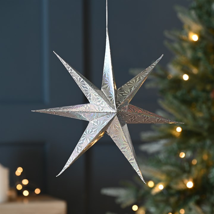 30cm Silver Paper Foldable Star
