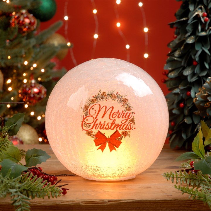20cm Flickering Flame Merry Christmas Crackle Ball