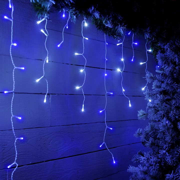 960 Snowing Icicle Fairy Lights - Blue & White