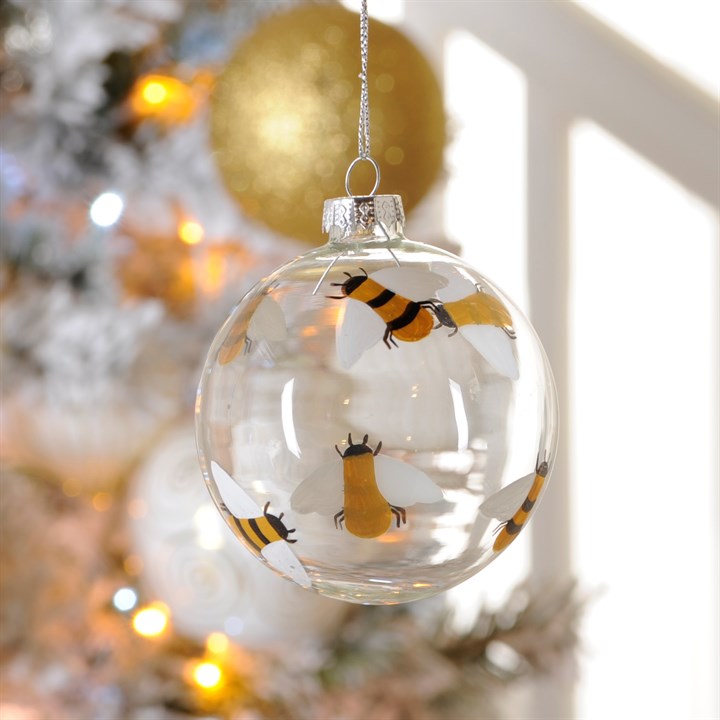 Clear with Gold Bees Bauble