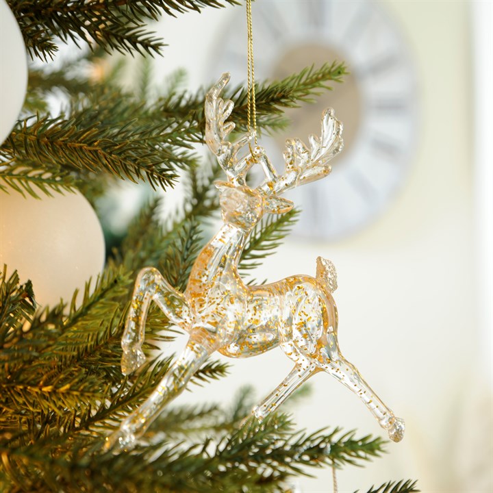 15cm Clear Acrylic Prancing Reindeer Decoration