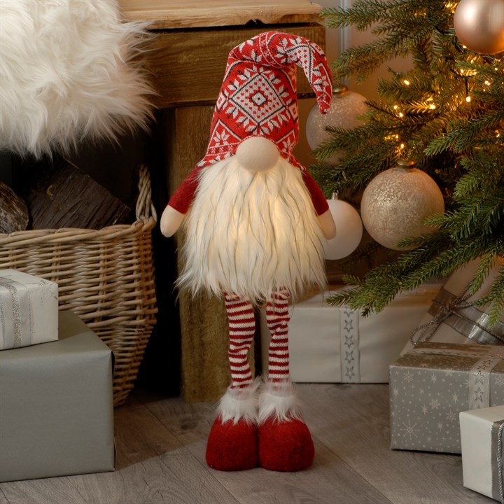 53cm Red Fairisle Light up Gonk with Extendable Legs