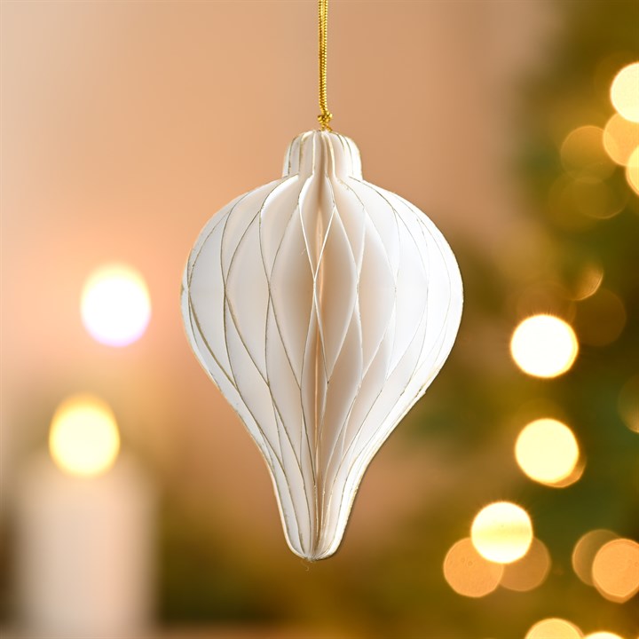 White and Gold Paper Onion Bauble