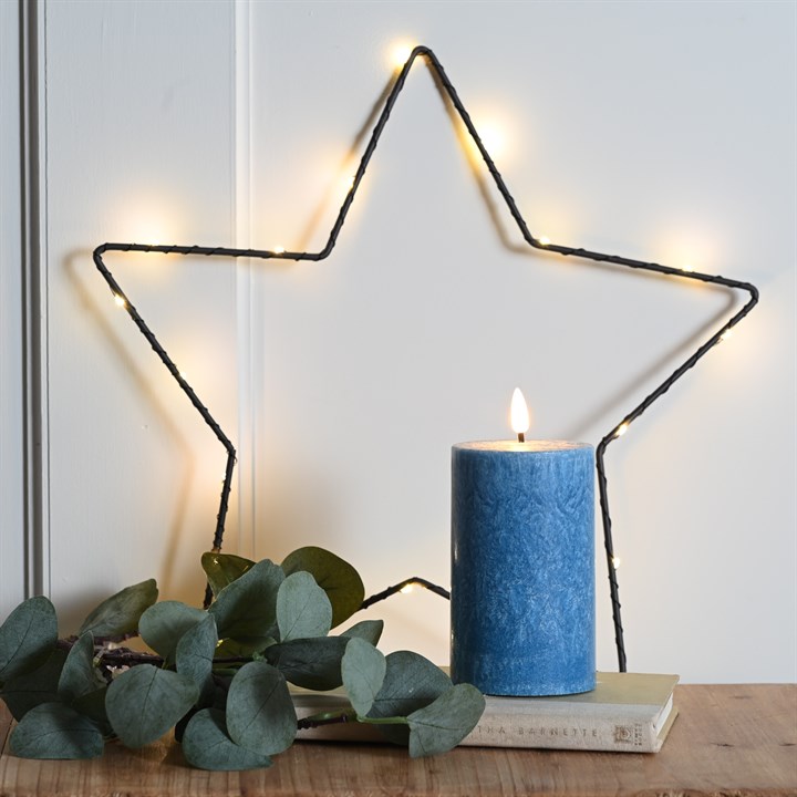 12.5cm Battery Operated Wax Firefly Candle - Blue