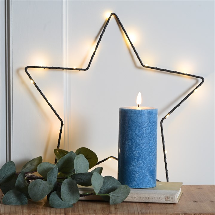 15cm Battery Operated Wax Firefly Candle - Blue