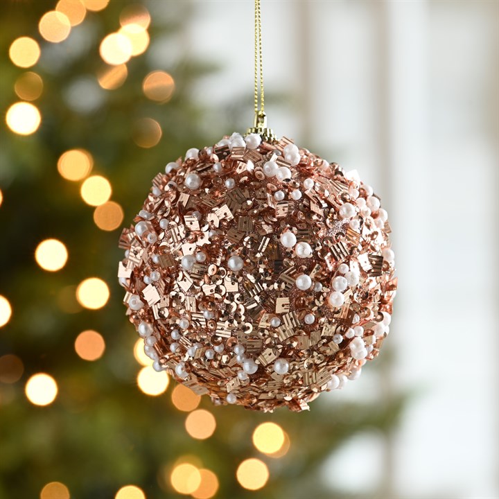 Rose Gold Sequin and Beads Bauble
