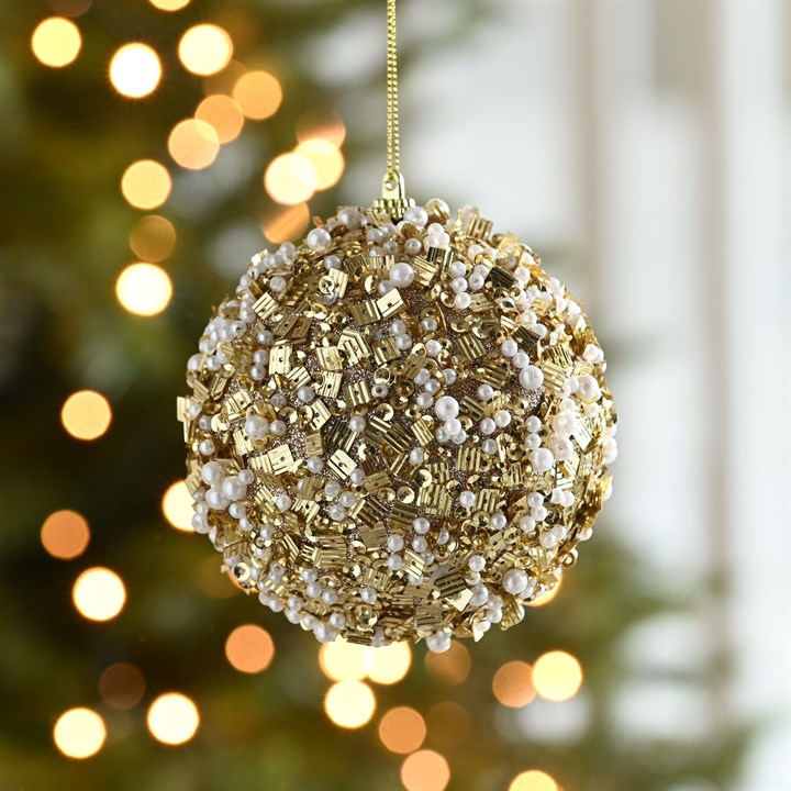 Gold Sequin and Beads Bauble
